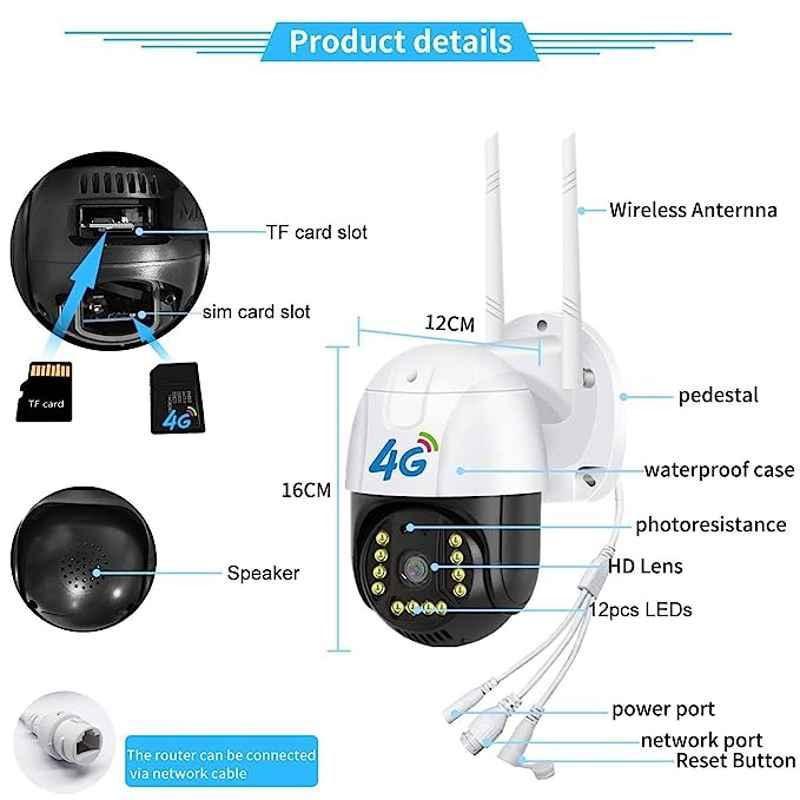 4G SIM(All Supported) GorillaPro Full HD Wireless PTZ Security Camera Colored 12 IRS Dual Light Night Vision AUTO Tracking - Image 2