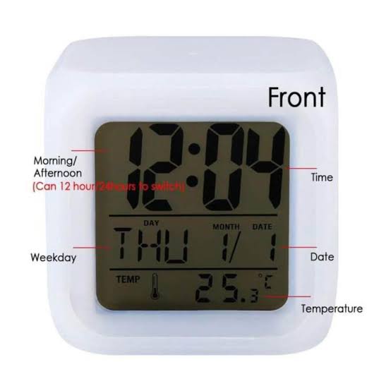 Colourful Cube Digital Clock Alarm Clock 7 LED Color Digital Display - Image 5