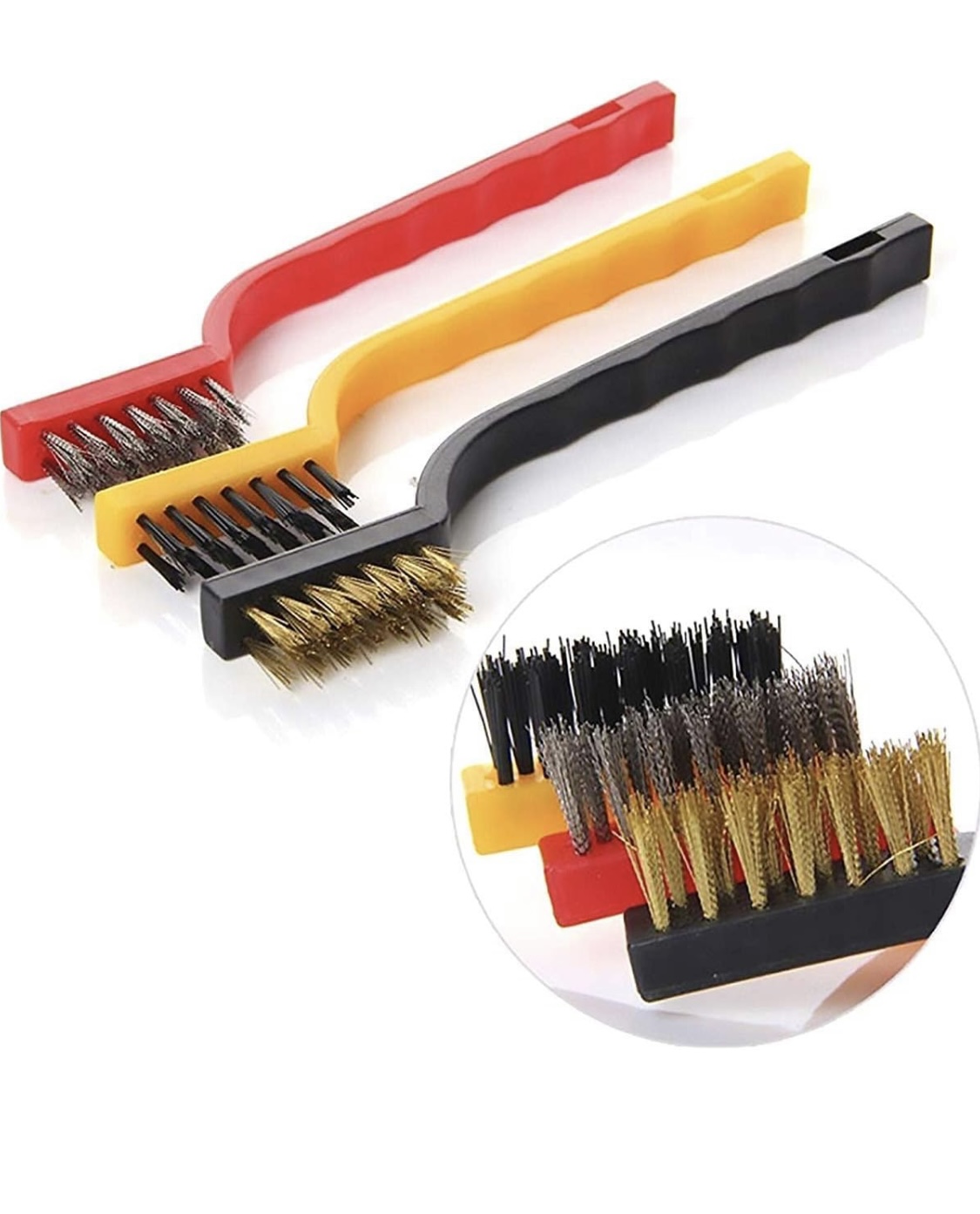 Colourful Cleaning Tool Kit 3 Pieces Mini Wire Brush Set