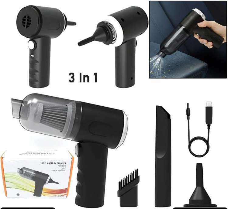 Portable High Power 3 in 1 Car Vacuum Cleaner | USB Rechargeable Wireless
