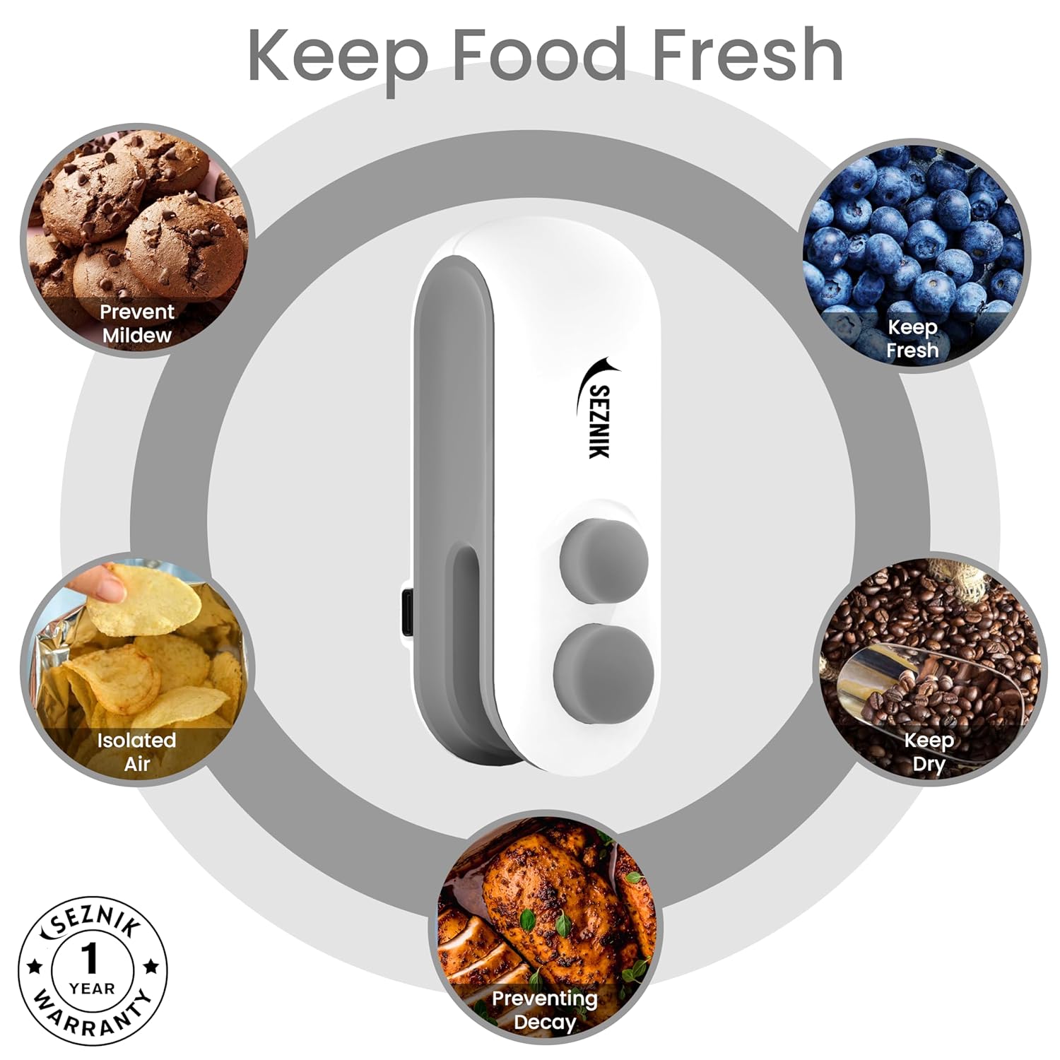 Seznik Portable Mini Sealing Machine, Handheld Packet Sealer for Food, Snacks, Chips, Fresh Storage, Plastic Bags Sealing Machine