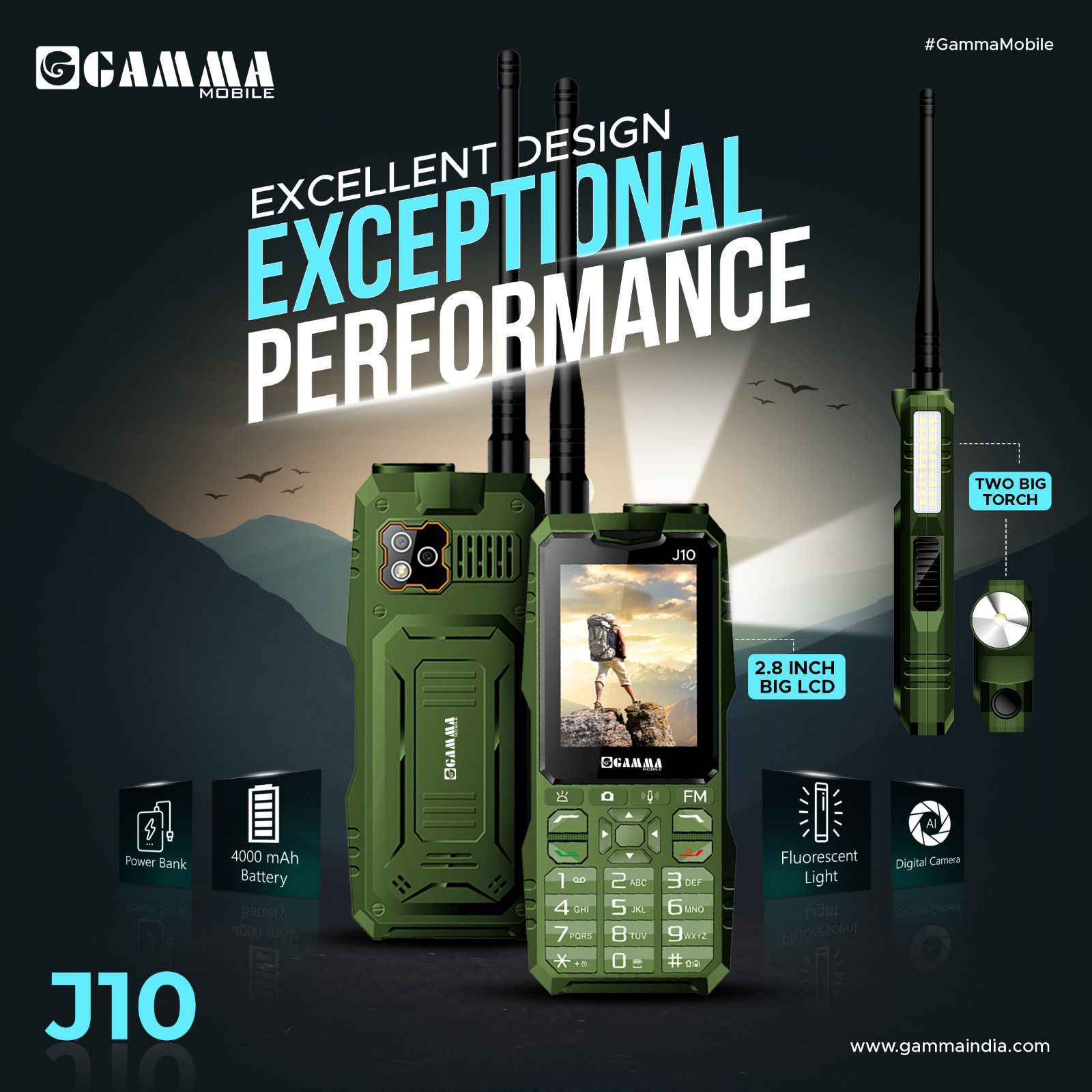 GAMMA J10 4 SIM SUPPORTED KEYPAD PHONE