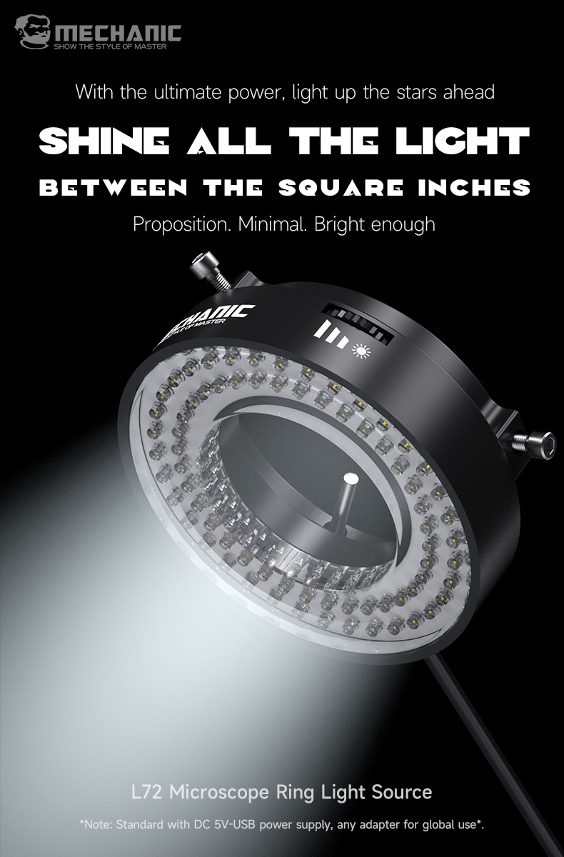 Mechanic L64 / L72 / L144 USB Adjustable Microscope Ring Light Source for Most Microscope