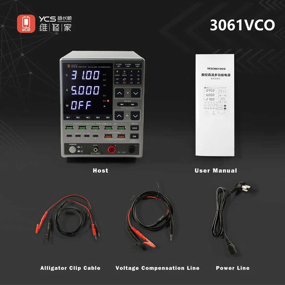 YCS 3061VCO DC Power Supply, 30V 6A, Adjustable Bench Power Supply