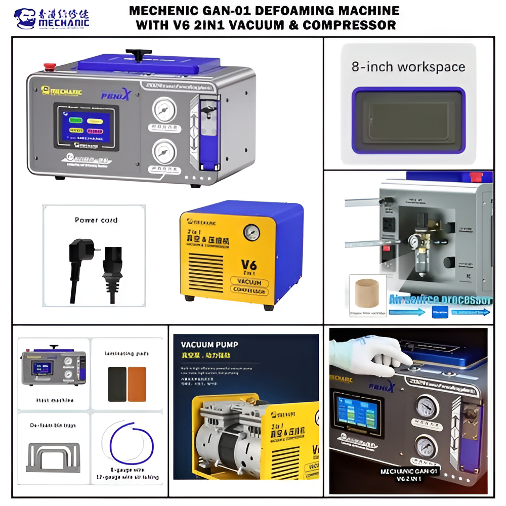 Defoaming Machine Pump Mechanic Gan-01 Defoaming Machine with V6 2 in 1 Vacuum & Compressor ...