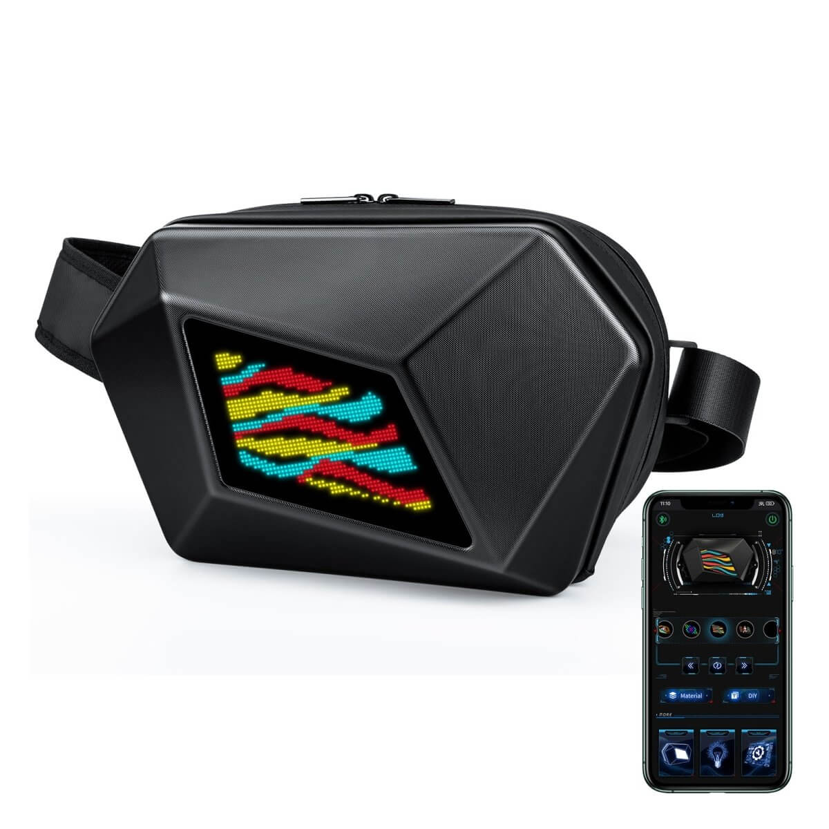 LED Display Backpack With APP Control Waterproof Adjustable Shoulder ...